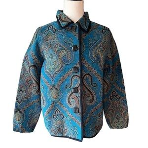 SOLD!! New Direction paisley brocade vintage 80s cotton blazer EUC size S